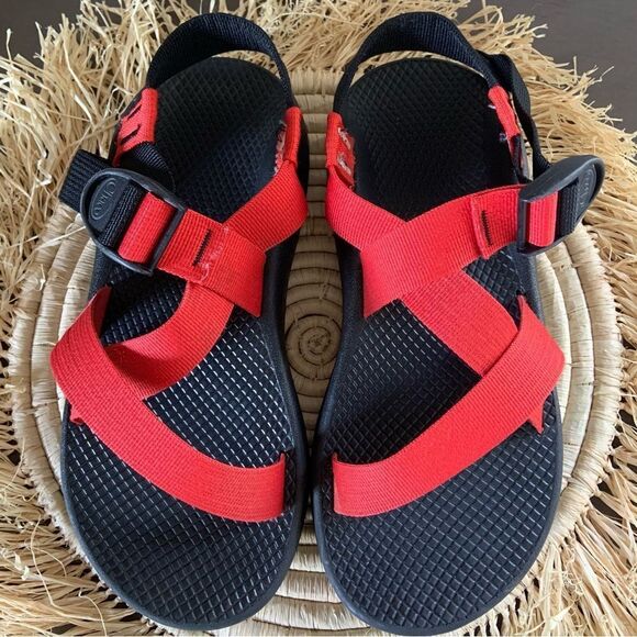 CHACO Men’s Custom Z/1 Sandals Red Black Size 7 - Picture 2 of 12